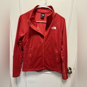 The north face, Shastina stretch, full, zip jacket, brick, red size small.